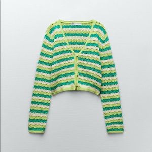 ZARA crochet green sweater
